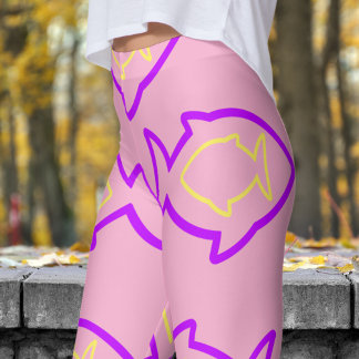 Leggings Fabun Motif rose et fin violet amusant