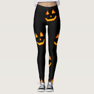 Leggings Face de jack-o-latterne brillante sur halloween no