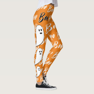Leggings Fantôme Halloween noir blanc orange boo