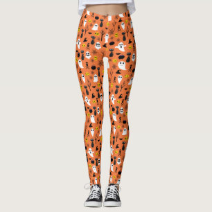 Leggings Fantômes d'Halloween Chats Noirs Toiles d'Araignée
