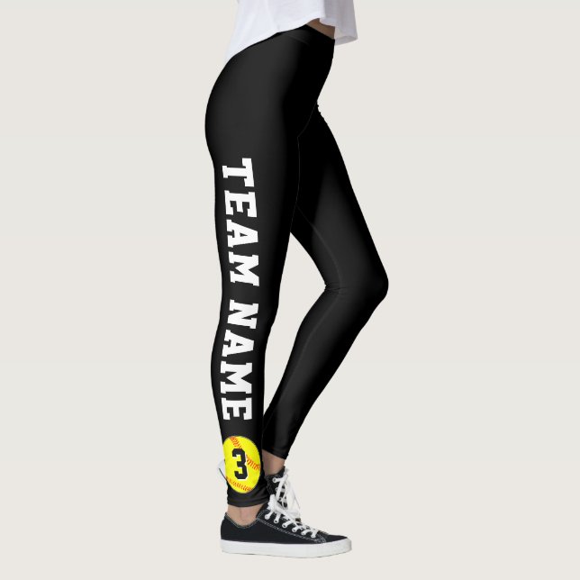 Leggings  Fastpitch Softball Team Name and Player Number (Droite)