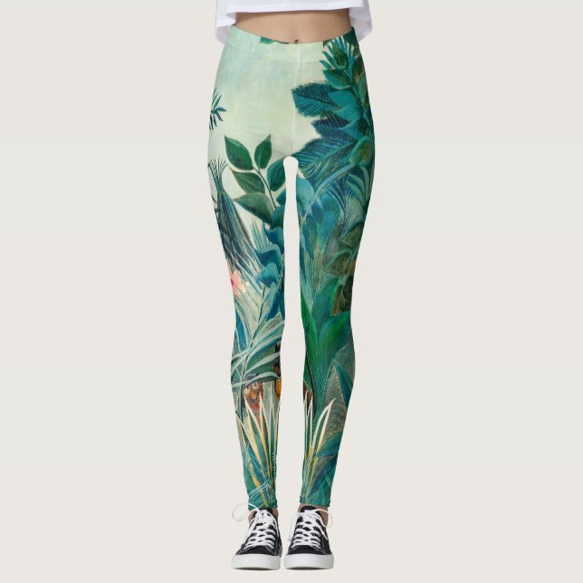 Leggings Faune dans la peinture tropicale de la jungle (Devant)