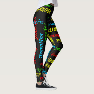 Leggings Faux Black Burlap Nom répétitif Legings de Yoga