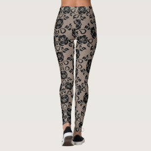 Leggings Faux Black Rose dentelle patte - Votre couleur