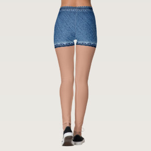 Leggings Faux denim bleu court