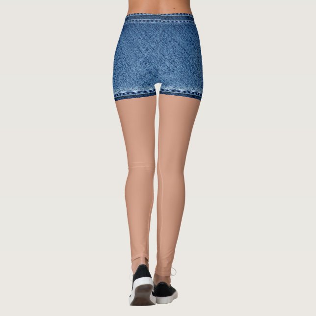 Leggings Faux denim bleu court (Dos)