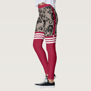 Leggings Faux Pêcheur Rose Noir avec au-dessus des chausset