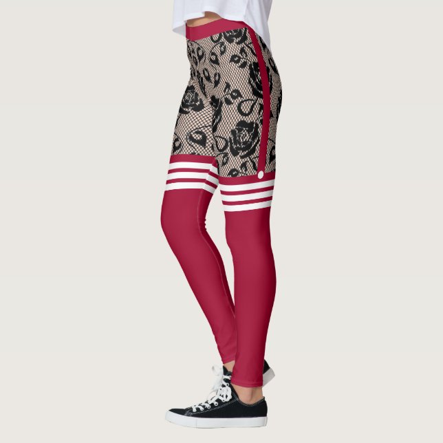 Leggings Faux Pêcheur Rose Noir avec au-dessus des chausset (Gauche)