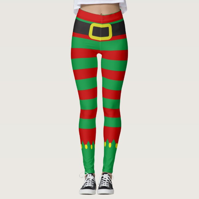 Leggings Felon Vert Rouge Novelté Noël (Devant)