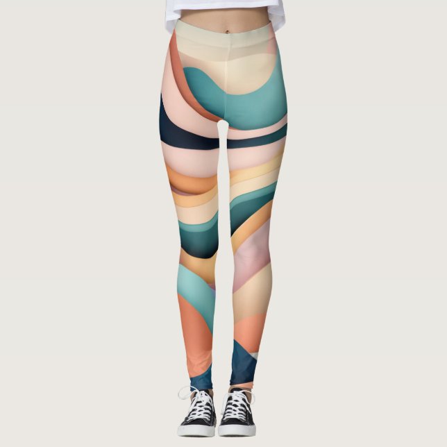 leggings féminins avec vagues de couleur (Devant)