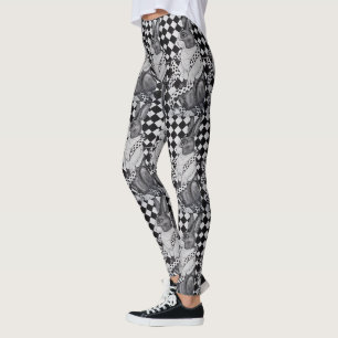 Leggings féminins noirs blancs hollandais noirs in