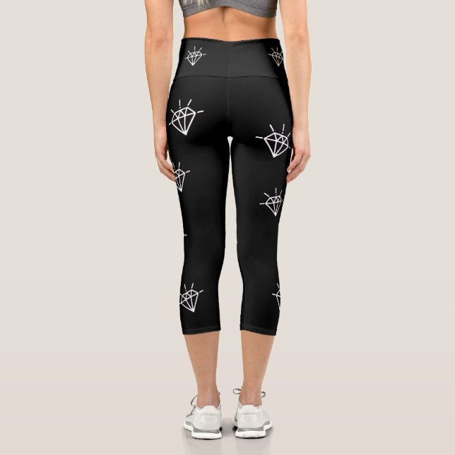 Leggings Femme "Black Diam's" Diamant Noir  (Verso)