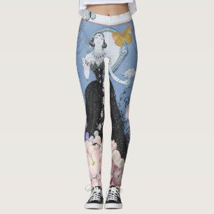 Leggings Femme élégante bleue robe florale fantaisie