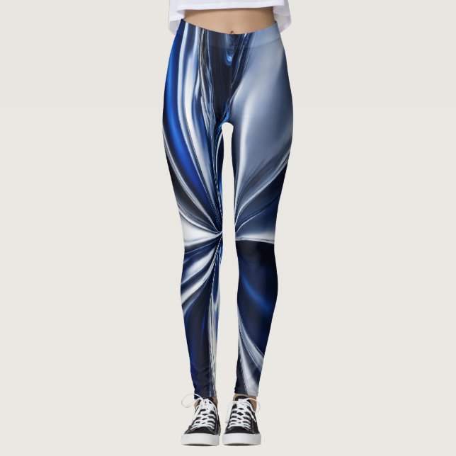 LEGGINGS FEMMES LÉGGINES MÉTALLIQUE BLEU FOND (Devant)