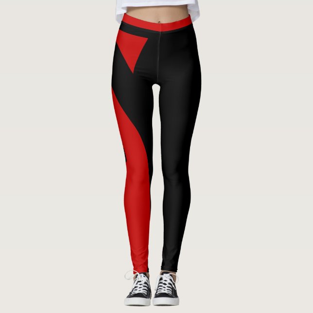 Leggings Femmes rouges et guêtres noires (Devant)
