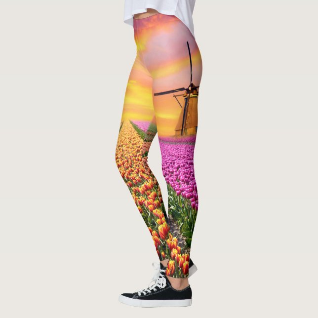Leggings Ferme de tulipe de Netherland avec des guêtres de (Gauche)