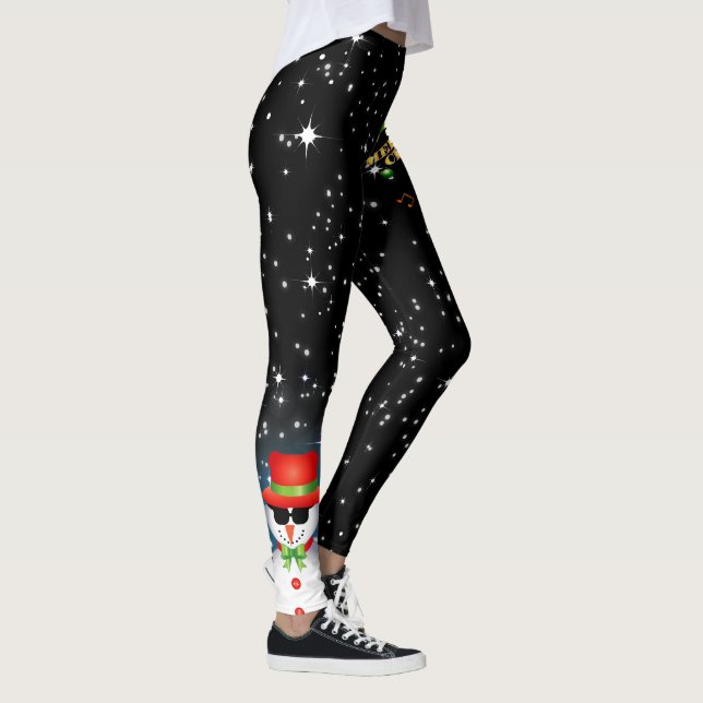 Leggings Festin Joyeux Noël avec Funky Frosty Snowman (Droite)