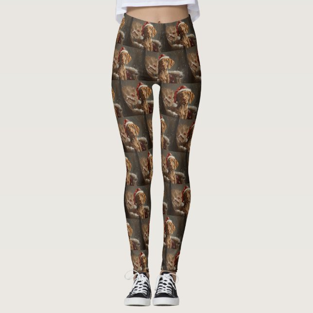 Leggings Fête de Noël de Chien Vizsla (Devant)