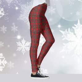Leggings Fête de Noël de Tartan Yoga Plaid Rouge