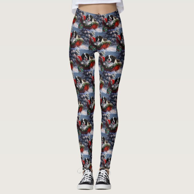 Leggings Fête de Noël des chiens de Terre-Neuve (Devant)