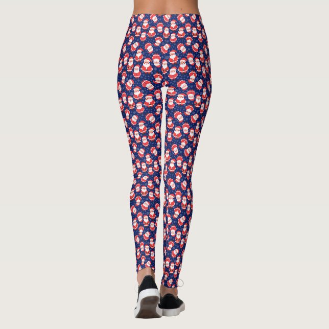 Leggings Fête de Noël du Père Noël | Bleu Marine (Dos)