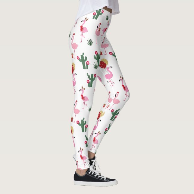 Leggings Fête du Flamant rose de Noël | Vacances (Droite)