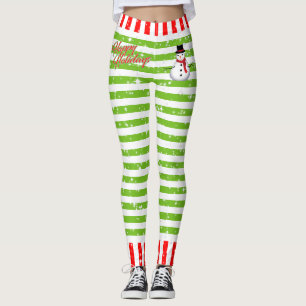 Leggings Fête joyeuse avec Snowman et Snowflakes