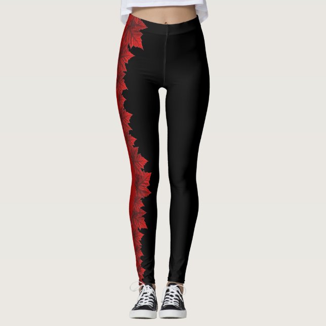 Leggings Feuille d'automne de guêtres de feuille d'érable (Devant)