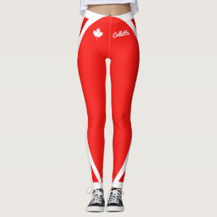 Leggings Feuille d'érable canadienne en rouge (inversée)