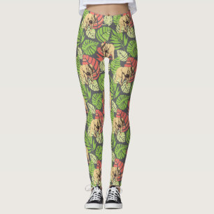 Leggings Feuille et éléphants exotiques 2 de jungle