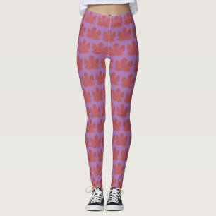 Leggings Feuille rouge d'érable avec taches et taches de pe