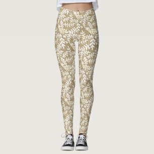 Leggings Feuille tan et blanc