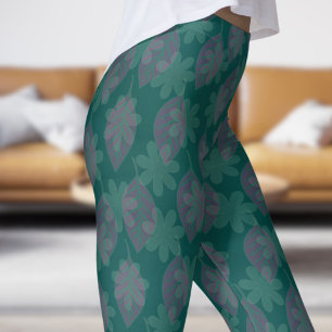 Leggings Feuille verte de la Jungle classique et Motif péta