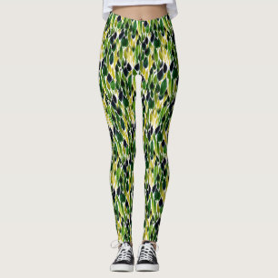 Leggings Feuilles Abstraits verts et or