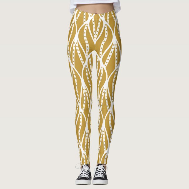 Leggings Feuilles Art Déco, motif classique sans couture. (Devant)