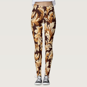 Leggings Feuilles Baroques Dessinés À La Main : Élégance De