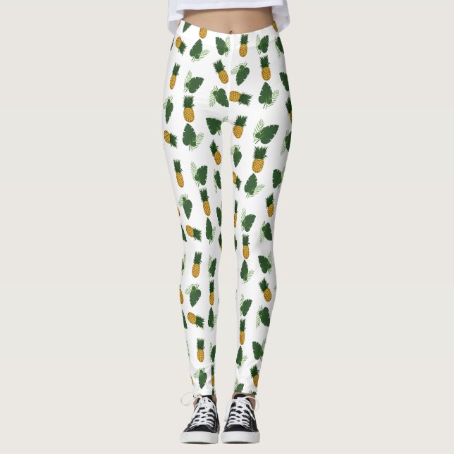 Leggings Feuilles D'Ananas Et De Palmiers (Devant)