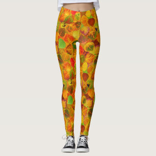 Leggings Feuilles d'Aspen Collage Médaille solide sans soud