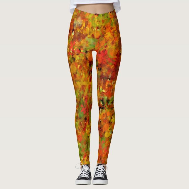 Leggings Feuilles d'automne Abstraites (Devant)