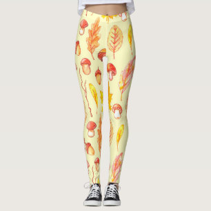 Leggings Feuilles d'automne : aquarelle papier peint rétro