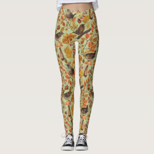 Leggings Feuilles d'automne, baies, champignons et fleurs