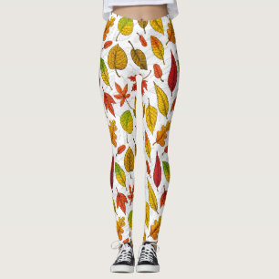 Leggings Feuilles d'automne en blanc