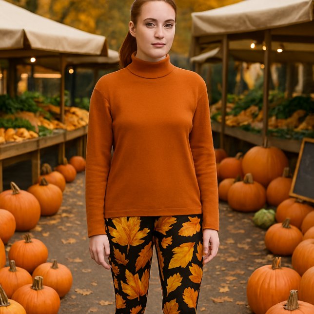 Leggings Feuilles d'automne en noir (Créateur téléchargé)