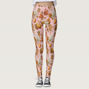 Leggings Feuilles d'automne et Citrouilles Motif sans coutu