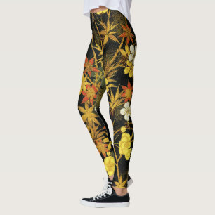 Leggings Feuilles d'automne japonaises Antique botanique