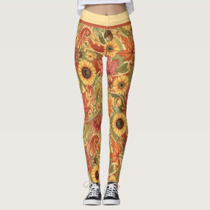 Leggings Feuilles d'automne, Tournesol, Motif de Gland