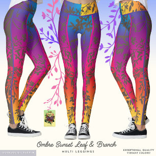 Leggings Feuilles de coucher de soleil ombre et pattes de b