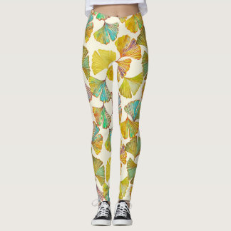 Leggings Feuilles de Gingko : Art Abstrait floral