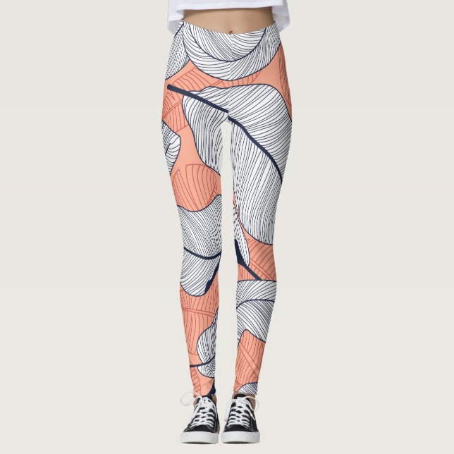 Leggings Feuilles de la Jungle Motif Tropical sans couture (Devant)
