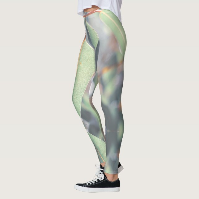 Leggings Feuilles de l'arbre d'eucalyptus vert pâle (Gauche)